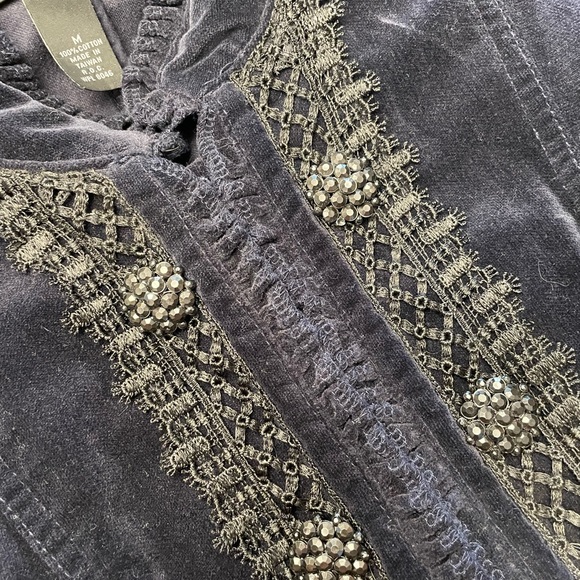 Medium INC Unique Blue Velvet and Black Brocade Jacket - Picture 10 of 10